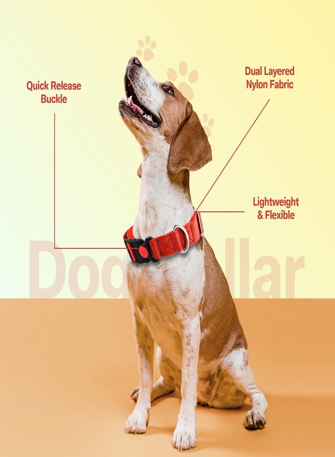 ADIL'S Dog Collar For Small Medium&Large Dogs,Adjustable Nylon Dogs Collar With Quick Release Strong Plastic With Lock Buckle(Width: 25Mm),Colour: Red,Size: M - Image 3